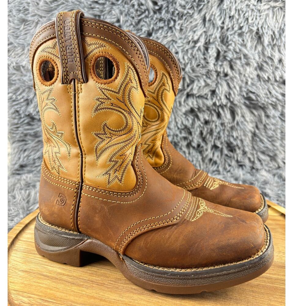 Durango Lil’ Rebel Brown Square Toe Western Boots Kid’s DBT0240C